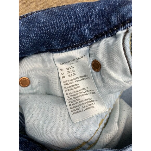American Eagle Jeans Mens 30x34 Skinny Airflex 360 Stretch Low Rise Denim - Picture 10 of 11